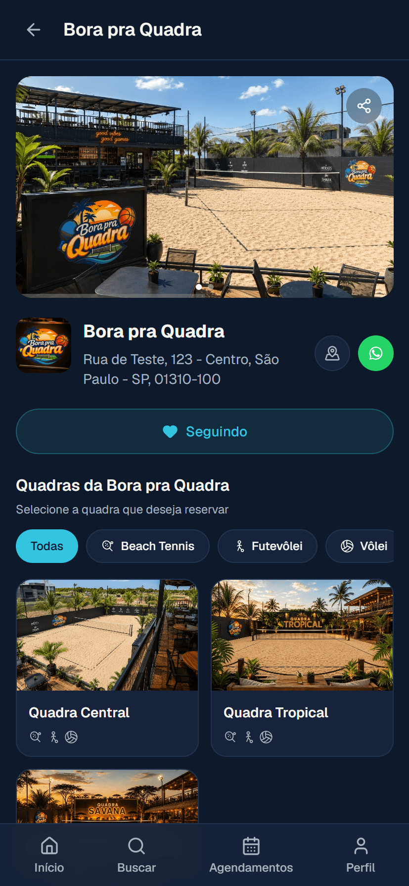 O cliente acessa a sua arena